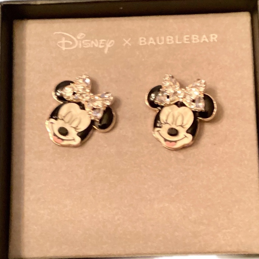Dainty Minnie Mouse Disney Jewel Bow Earrings